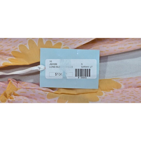 NWT J. Marie Sarah Dress Tiered Babydoll Balloon Slv Pockets Pink Orange Flowy S - Picture 5 of 15